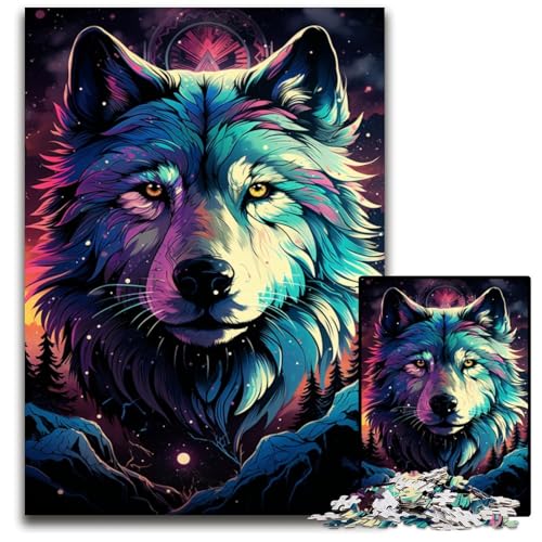 1000-teiliges Puzzle für Erwachsene Die farbenfrohe Psychedelia von Star Wolf Holzpuzzle anspruchsvolles Denkspiel für Teenager Spaß für den Familienspielabend 1000 Teile (75x50cm) von CYSEHKRBL