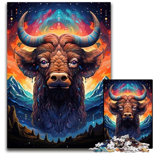 1000-teiliges Puzzle für Erwachsene Die farbenfrohe Psychedelia von Starry Yak Holzpuzzle anspruchsvolles Denkspiel für Teenager Spaß für den Familienspielabend 1000 Teile (75x50cm) von CYSEHKRBL