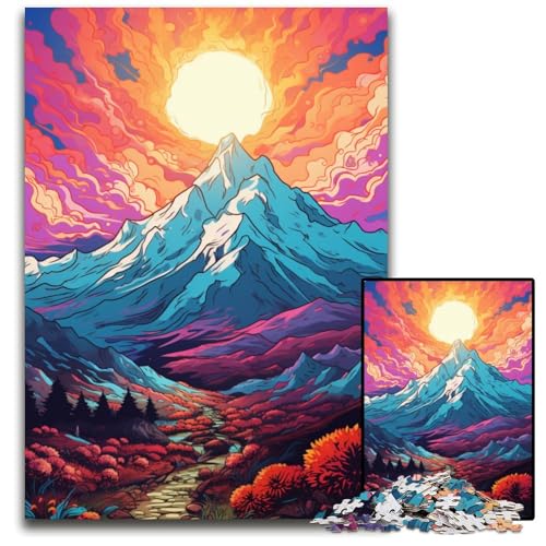 1000-teiliges Puzzle für Erwachsene Die farbenfrohe Psychedelie des Berges Elbrus pädagogisches Denkspiel künstlerische Heim- und Bürodekoration Alter 1000 PCS (75x50cm) von CYSEHKRBL