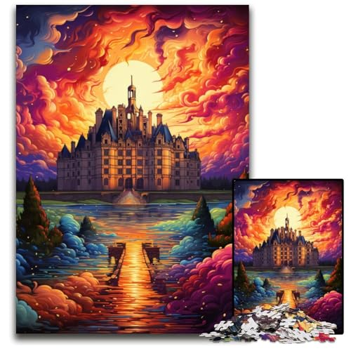 1000-teiliges Puzzle für Erwachsene Die farbenfrohe Psychedelie von Schloss Chambord Holzpuzzle anspruchsvolles Denkspiel für Teenager Spaß für den Familienspielabend 1000 Teile (75x50cm) von CYSEHKRBL