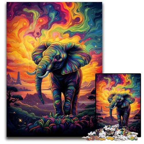 1000-teiliges Puzzle für Erwachsene Symphonie der Elefanten Holzpuzzle für Erwachsene perfekt für Teenager und Sammler ideale Heimdekoration und Reisegeschenk 1000 Teile (75x50cm) von CYSEHKRBL