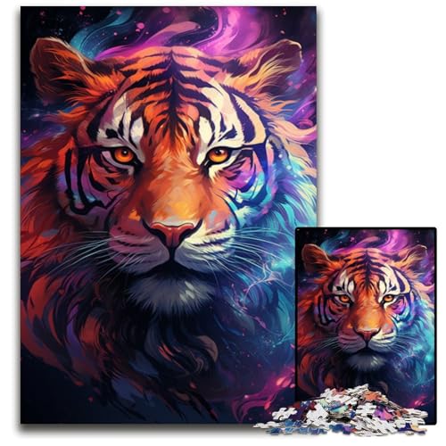 1000-teiliges Puzzle für Erwachsene Tiger_Spirit_colorf Holzpuzzle anspruchsvolles Denkspiel für Teenager Spaß am Familienspielabend 1000 Teile (75x50cm) von CYSEHKRBL