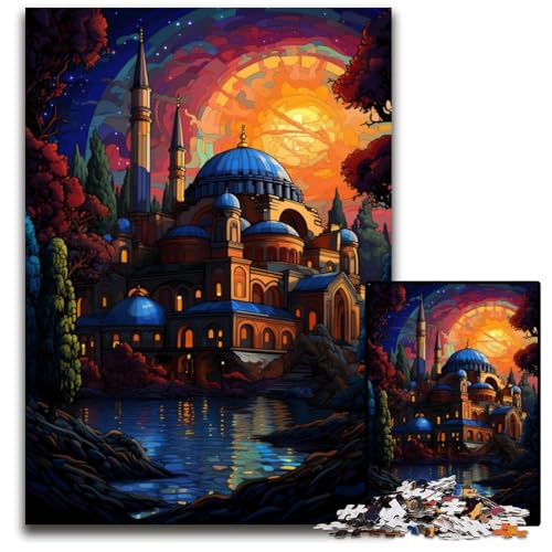 1000-teiliges Puzzle für Erwachsene Türkiye Hagia Sophia Holzpuzzle anspruchsvolles Denkspiel – entspannendes Spielzeug für Teenager 1000 Teile (75x50cm) von CYSEHKRBL
