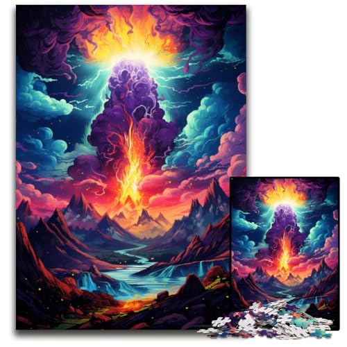 1000-teiliges Puzzle für Erwachsene Vulkanausbrüche Holzpuzzle anspruchsvolles Denkspiel für Teenager Spaß am Familienspielabend 1000 Teile (75x50cm) von CYSEHKRBL