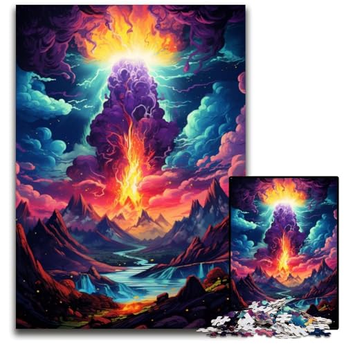1000-teiliges Puzzle für Erwachsene Vulkanausbrüche Papierpuzzle anspruchsvolles Denkspiel – entspannendes Spielzeug für Teenager 1000 Teile (38x26cm) von CYSEHKRBL