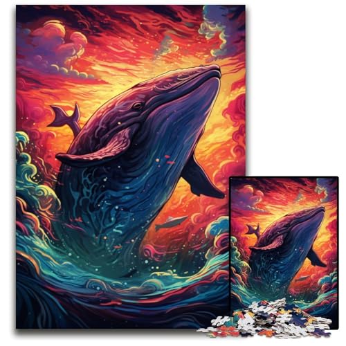 1000-teiliges Puzzle für Erwachsene Wal im Meer Holzpuzzle anspruchsvolles Denkspiel – entspannendes Spielzeug für Teenager 1000 Teile (75x50cm) von CYSEHKRBL