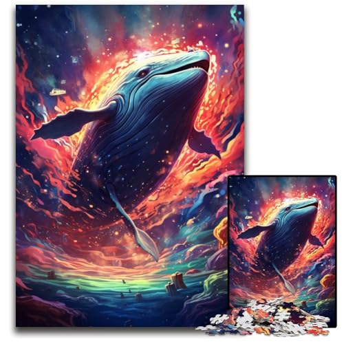 1000-teiliges Puzzle für Erwachsene Wal unter dem Meer Holzpuzzle entspannende Unterhaltung Heimdekoration 1000 Teile (75x50cm) von CYSEHKRBL