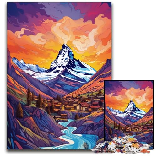 1000-teiliges Puzzle für Erwachsene Zermatt_Bunte Papierpuzzles entspannende Unterhaltung Heimdekoration 1000 Teile (38x26cm) von CYSEHKRBL