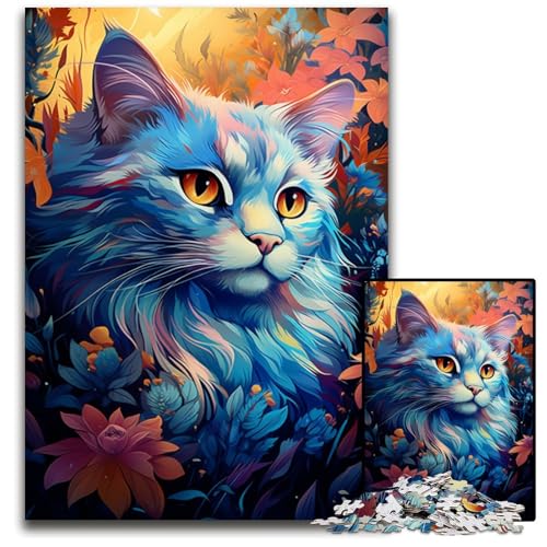 1000-teiliges Puzzle für Erwachsene getigerte Katze im Dschungel pädagogisches Denkspiel künstlerische Heim- und Bürodekoration Alter 1000 PCS (75x50cm) von CYSEHKRBL