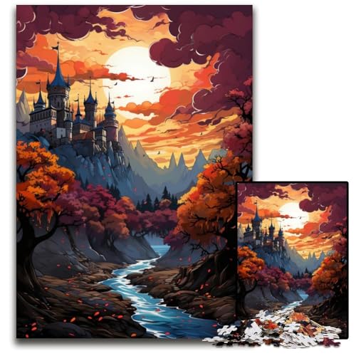 1000-teiliges Puzzle für Erwachsene mit hoch aufragender majestätischer Burg. Puzzles für Erwachsene Weihnachten Halloween Ostern Neujahr. 1000 Teile (38x26cm) von CYSEHKRBL