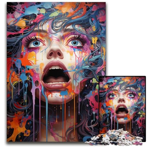 1000-teiliges Puzzle für Erwachsene überraschte Frau Holzpuzzle anspruchsvolles Denkspiel – entspannendes Spielzeug für Teenager 1000 Teile (75x50cm) von CYSEHKRBL