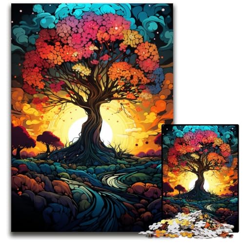 1000-teiliges Puzzle für Erwachsene wundervolles buntes Baum-Holzpuzzle anspruchsvolles Denkspiel – entspannendes Spielzeug für Teenager 1000 Teile (75x50cm) von CYSEHKRBL