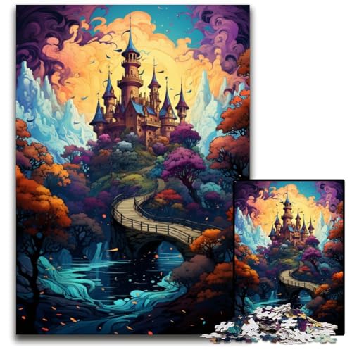 1000-teiliges Puzzle für Erwachsene: Das psychedelische Schloss Gripholm Holzpuzzle anspruchsvolles Denkspiel für Teenager Spaß für den Familienspielabend 1000 Teile (75x50cm) von CYSEHKRBL