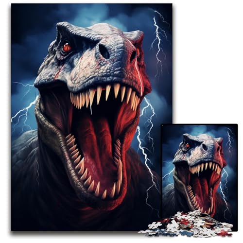 1000-teiliges Puzzle für Erwachsene. Der Wilde Tyrannosaurus Rex. Holzpuzzle. Anspruchsvolles Denkspiel – Entspannendes Spielzeug für Teenager. 1000 Teile (75x50cm) von CYSEHKRBL