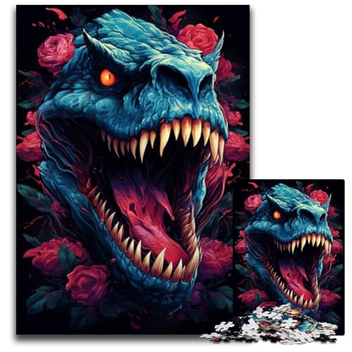 1000-teiliges Puzzle für Erwachsene. Der Wilde Tyrannosaurus Rex. Papierpuzzle. Anspruchsvolles Denkspiel für Teenager. Familienspaß. Interaktives Spiel. 1000 Teile (38x26cm). von CYSEHKRBL