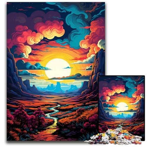 1000-teiliges Puzzle für Erwachsene. Die farbenfrohe Psychedelia der Cliffs of Moher. Holzpuzzle. Entspannende Unterhaltung Heimdekoration. 1000 Teile (75x50cm) von CYSEHKRBL
