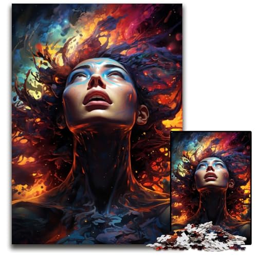 1000-teiliges Puzzle für Erwachsene. Die farbenfrohe Psychedelia der Galaxiegöttin. Holzpuzzle. Anspruchsvolles Denkspiel – Entspannendes Spielzeug für Teenager. 1000 Teile (75x50cm) von CYSEHKRBL