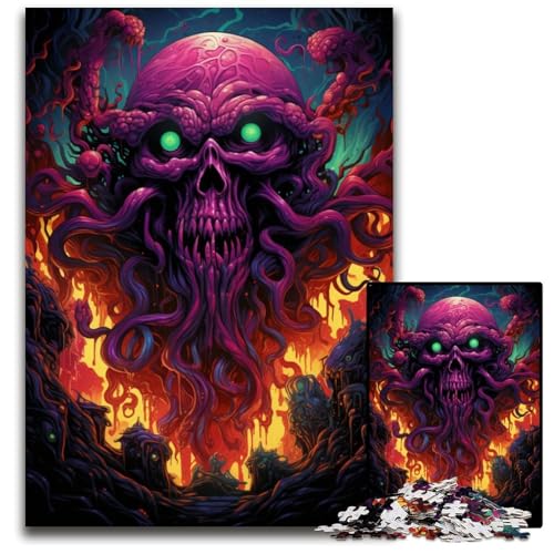 1000-teiliges Puzzle für Erwachsene. Die farbenfrohe Psychedelia der Invasion von Cthulhu. Papierpuzzle. Anspruchsvolles Denkspiel – Entspannendes Spielzeug für Teenager. 1000 Teile (38x26cm) von CYSEHKRBL