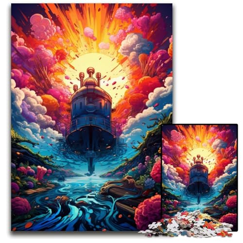 1000-teiliges Puzzle für Erwachsene. Die farbenfrohe Psychedelia der U-Boote. Holzpuzzle. Anspruchsvolles Denkspiel – Entspannendes Spielzeug für Teenager. 1000 Teile (75x50cm) von CYSEHKRBL