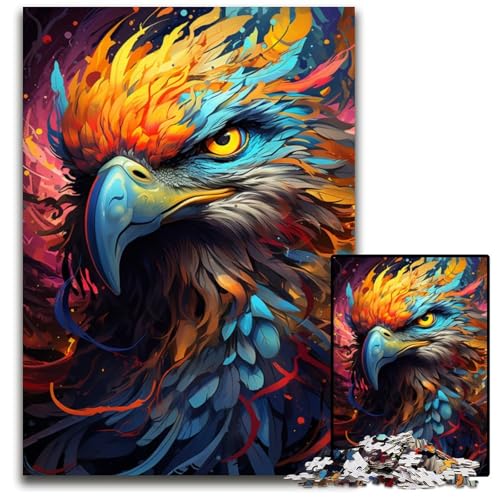 1000-teiliges Puzzle für Erwachsene. Die farbenfrohe Psychedelia der Vogelkrieger. Holzpuzzle. Anspruchsvolles Denkspiel für Teenager. Familienspaß. Interaktives Spiel. 1000 Teile (75x50cm) von CYSEHKRBL