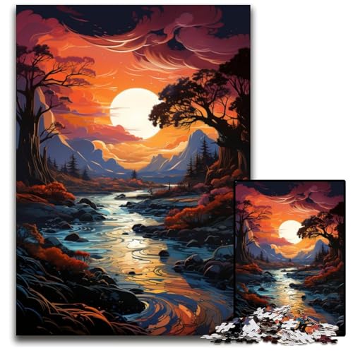 1000-teiliges Puzzle für Erwachsene. Die farbenfrohe Psychedelia des Lake Corrib. Papierpuzzle. Anspruchsvolles Denkspiel – Entspannendes Spielzeug für Teenager. 1000 Teile (38x26cm) von CYSEHKRBL