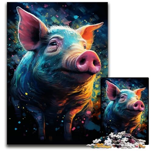 1000-teiliges Puzzle für Erwachsene. Die farbenfrohe Psychedelia des Sternenhimmel-Schweins. Holzpuzzle. Anspruchsvolles Denkspiel für Teenager. Familienspaß. Interaktives Spiel. 1000 Teile (75x50cm) 1000-teiliges Puzzle für Erwachsene. Die farbenfrohe Psychedelia des Sternenhimmel-Schweins. Holzpuzzle. Anspruchsvolles Denkspiel für Teenager. Familienspaß. Interaktives Spiel. 1000 Teile (75x50cm) von CYSEHKRBL