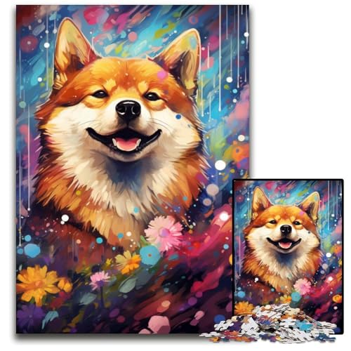 1000-teiliges Puzzle für Erwachsene. Die farbenfrohe Psychedelia von Galaxy Shiba Inu. Papierpuzzles. Anspruchsvolles Denkspiel – Entspannendes Spielzeug für Teenager. 1000 Teile (38x26cm) von CYSEHKRBL