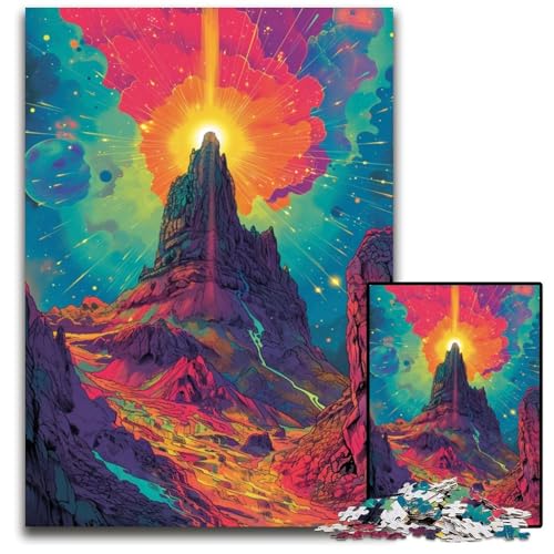 1000-teiliges Puzzle für Erwachsene. Die farbenfrohe Psychedelia von Meteora. Papierpuzzle. Anspruchsvolles Denkspiel für Teenager. Familienspaß. Interaktives Spiel. 1000 Teile (38x26cm) von CYSEHKRBL