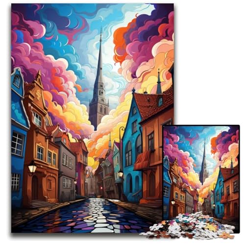 1000-teiliges Puzzle für Erwachsene. Die farbenfrohe Psychedelia von Odense HC. Papierpuzzle. Anspruchsvolles Denkspiel – Entspannendes Spielzeug für Teenager. 1000 Teile (38x26cm) von CYSEHKRBL