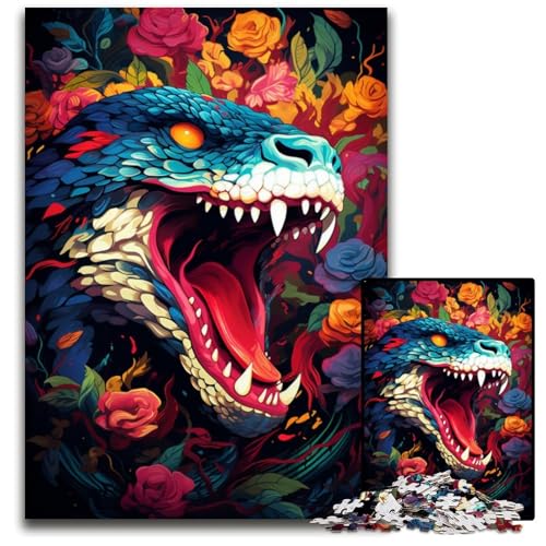 1000-teiliges Puzzle für Erwachsene: Giftschlange im Dschungel Papierpuzzle anspruchsvolles Denkspiel für Teenager Spaß am Familienspielabend 1000 Teile (38x26cm) von CYSEHKRBL