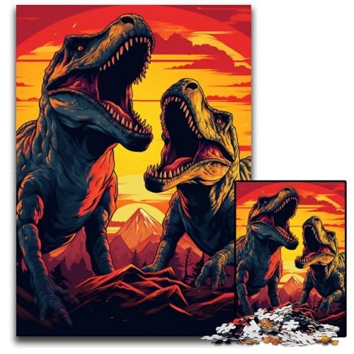 1000-teiliges Puzzle für Erwachsene: Tyrannosaurus Rex auf der Suche nach Beute Holzpuzzle anspruchsvolles Denkspiel für Teenager Spaß für den Familienspielabend 1000 Teile (75x50cm) von CYSEHKRBL