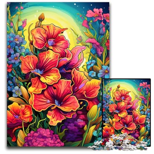 1000-teiliges Puzzle gelb bunt psychedelisch Rassel-Papierpuzzle für Erwachsene Teenager Paare und Freunde zum Geburtstag Weihnachten 1000 PCS (38x26cm) von CYSEHKRBL