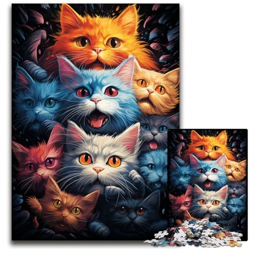Aquarellmalerei-Katze 1000-teiliges Puzzle aus Holz anspruchsvolles Denkspiel für Teenager Spaß am Familienspielabend 1000 Teile (75x50cm) von CYSEHKRBL
