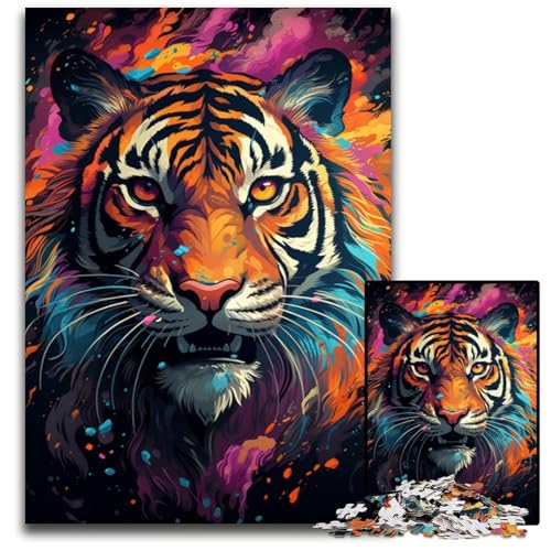 Aquarellmalerei-Tiger-Puzzle 1000 Teile für Erwachsene anspruchsvolle Puzzles anspruchsvolles DIY-Denkspiel perfektes Familienspiel oder dekoratives Geschenk 1000 Teile (38x26cm) von CYSEHKRBL