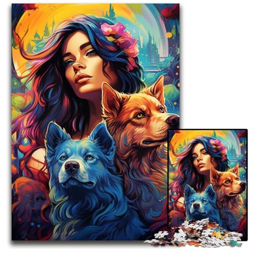 Besitzer- und Tierpuzzle 1000 Teile für Erwachsene Holzpuzzle perfekt für Familienfeiern Geburtstage Feiertage 1000 Teile (75 x 50 cm) von CYSEHKRBL