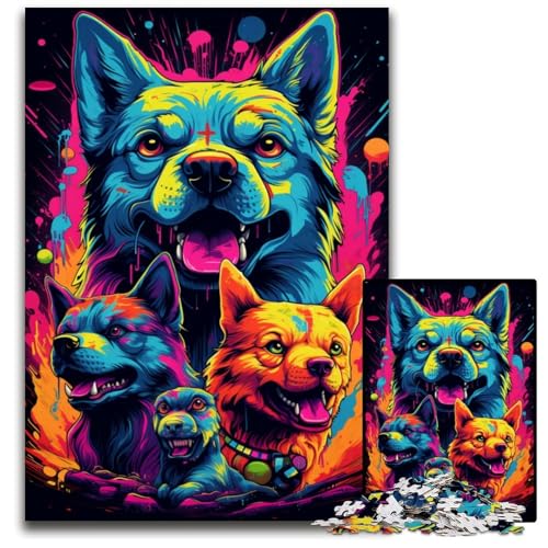 Bösartige Hunde jagen bei Sonnenuntergang. Puzzle 1000 Teile. Schwierige Puzzles für Erwachsene. Anspruchsvolles Denkspiel für Teenager. 1000 Teile (75x50cm) von CYSEHKRBL