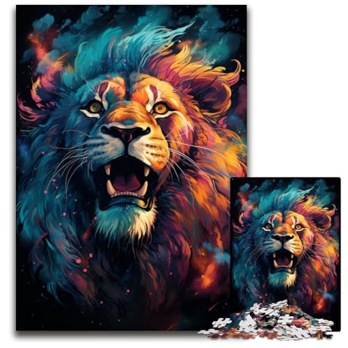 Bunte psychedelische Puzzles von Nebula Lion für 1000 Teile aus Holz. Perfekt für Teenager und Sammler. Ideale Heimdekoration und Reisegeschenk. 1000 Teile (75 x 50 cm) von CYSEHKRBL