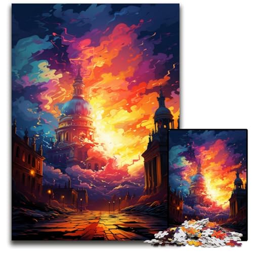 Das psychedelische Christiansborg-Palast-Puzzle mit 1000 Teilen Holzpuzzle anspruchsvolles Denkspiel für Teenager Spaß am Familienspielabend 1000 Teile (75x50cm) von CYSEHKRBL