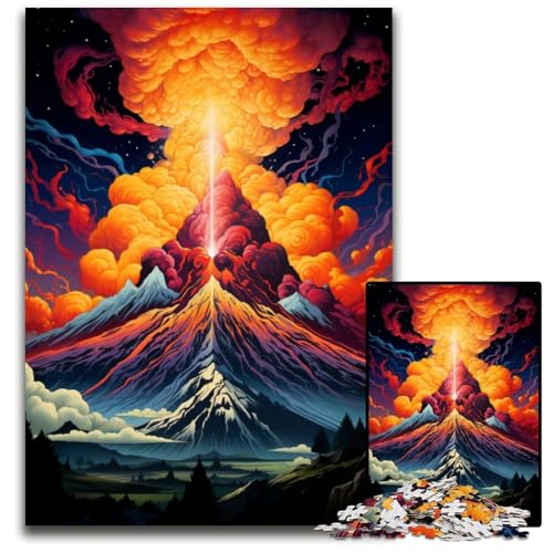 Der psychedelische Vulkan ist ausgebrochen. 1000-teiliges Puzzle aus Holz. Anspruchsvolles Denkspiel für Teenager. Spaß am Familienspielabend. 1000 Teile (75x50cm) von CYSEHKRBL