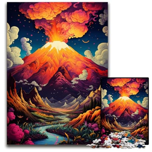 Der psychedelische Vulkan ist ausgebrochen. 1000-teiliges Puzzle für Erwachsene. Puzzles für Erwachsene Weihnachten Halloween Ostern Neujahr. 1000 Teile (38x26cm) von CYSEHKRBL