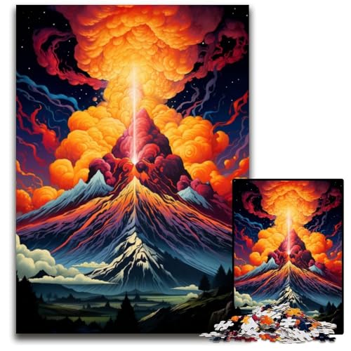 Der psychedelische Vulkan ist ausgebrochen. 1000-teiliges Puzzle. Papierpuzzle für Erwachsene für Reiseliebhaber und Paare. Anspruchsvolles Spielzeug. 1000 Teile (38x26cm) von CYSEHKRBL