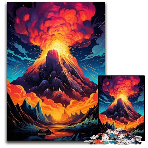 Der psychedelische Vulkanausbruch Puzzle 1000 Teile für Erwachsene Puzzle für Erwachsene für Reiseliebhaber und Paare anspruchsvolles Spielzeug 1000 Teile (38x26cm) von CYSEHKRBL