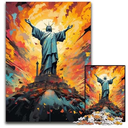 Die Psychedelia von Christus dem Erlöser 1000-teiliges Puzzle aus Holz anspruchsvolles Denkspiel für Teenager Spaß am Familienspielabend 1000 Teile (75x50cm) von CYSEHKRBL