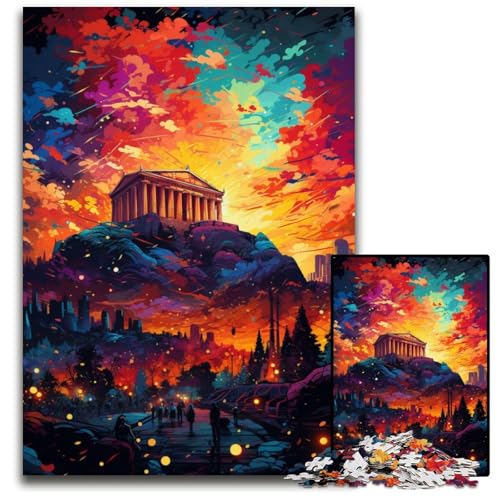 Die farbenfrohe Psychedelia der Akropolis 1000-teiliges Papierpuzzle anspruchsvolles Denkspiel für Teenager Spaß am Familienspielabend 1000 Teile (38x26cm) von CYSEHKRBL