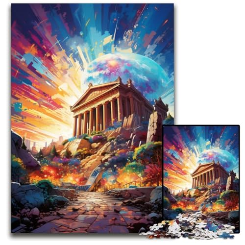 Die farbenfrohe Psychedelia der Akropolis 1000-teiliges Papierpuzzle anspruchsvolles Denkspiel für Teenager Spaß am Familienspielabend 1000 Teile (38x26cm) von CYSEHKRBL