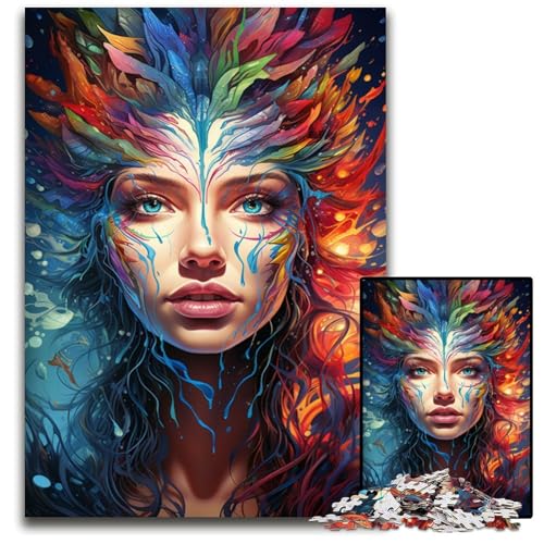 Die farbenfrohe Psychedelia der Elementarmagier 1000-teiliges Puzzle aus Holz anspruchsvolles Denkspiel für Teenager Spaß am Familienspieleabend 1000 Teile (75x50cm) von CYSEHKRBL