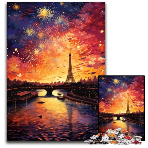 Die farbenfrohe Psychedelia der Seine 1000-teiliges Papierpuzzle anspruchsvolles Denkspiel für Teenager Spaß am Familienspielabend 1000 Teile (38x26cm) von CYSEHKRBL