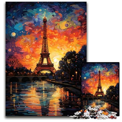 Die farbenfrohe Psychedelia der Seine 1000-teiliges Puzzle für Erwachsene Papierpuzzle Weihnachten Halloween Ostern Neujahr 1000 Teile (38x26cm) von CYSEHKRBL