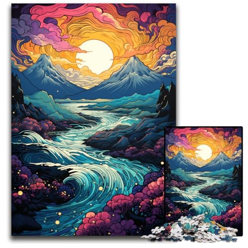 Die farbenfrohe Psychedelia der Sfeir-Halbinsel 1000-teiliges Puzzle für Erwachsene Holzpuzzle Weihnachten Halloween Ostern Neujahr 1000 Teile (75x50cm) von CYSEHKRBL