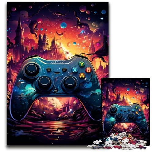 Die farbenfrohe Psychedelia der Sternennacht Gamepad 1000-teiliges Puzzle aus Papier anspruchsvolles Denkspiel für Teenager Spaß am Familienspielabend 1000 Teile (38x26cm) von CYSEHKRBL